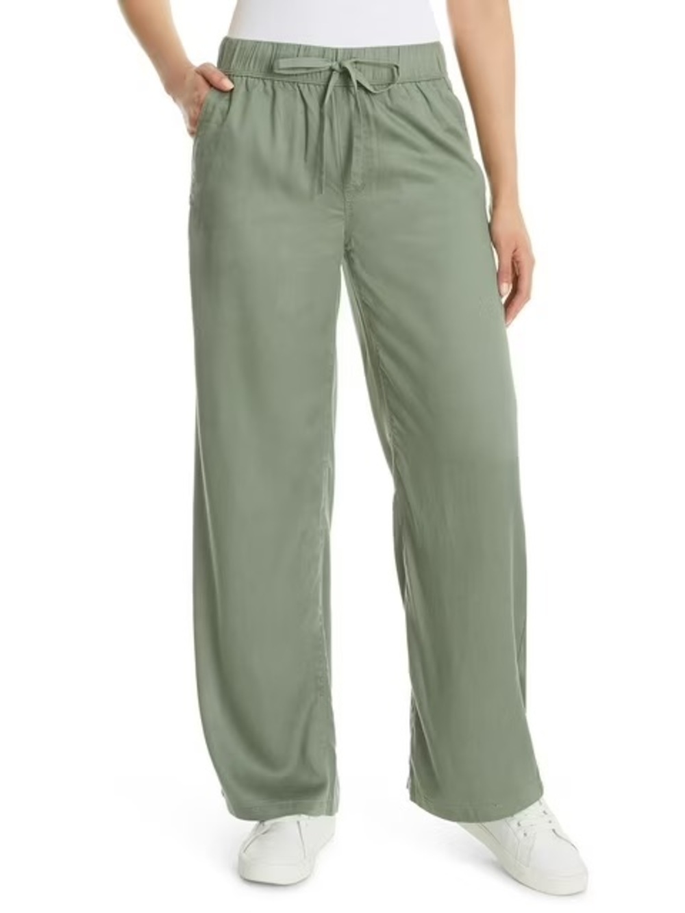 Nine West Sage Green Wide-Leg Drawstring Pants